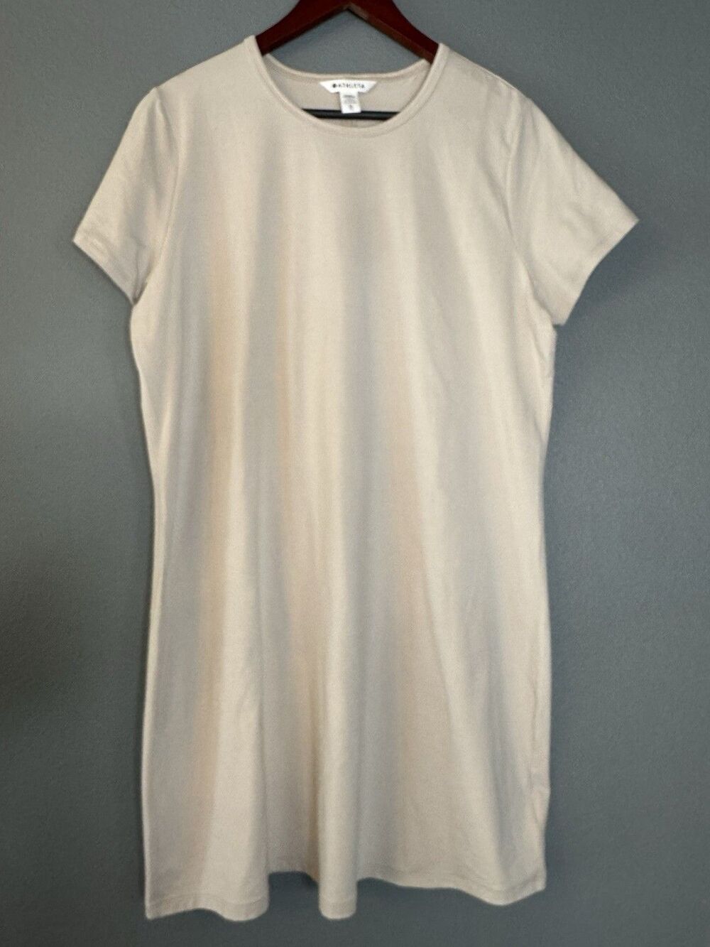 Athleta Womens XL Supima Cotton Blend T Shirt Dress Beige Casual Stretch